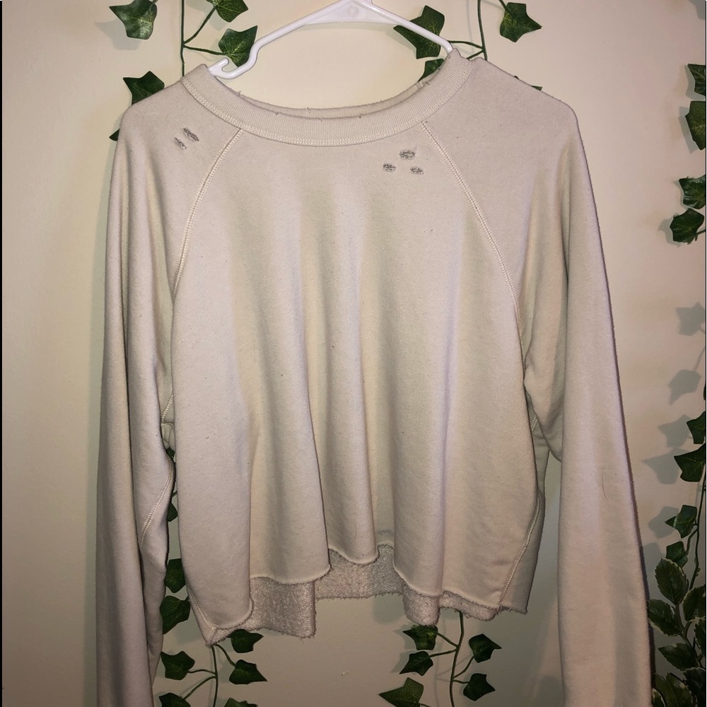 Aerie Sunday Soft Distressed Crew Sweatshirt